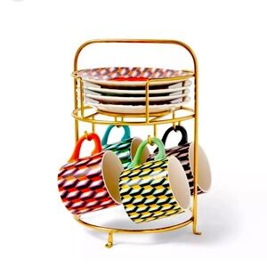 DVF for TARGET Arrow Geo Mug Drinkware Set—Cups & Saucers w/ Decorative Holder